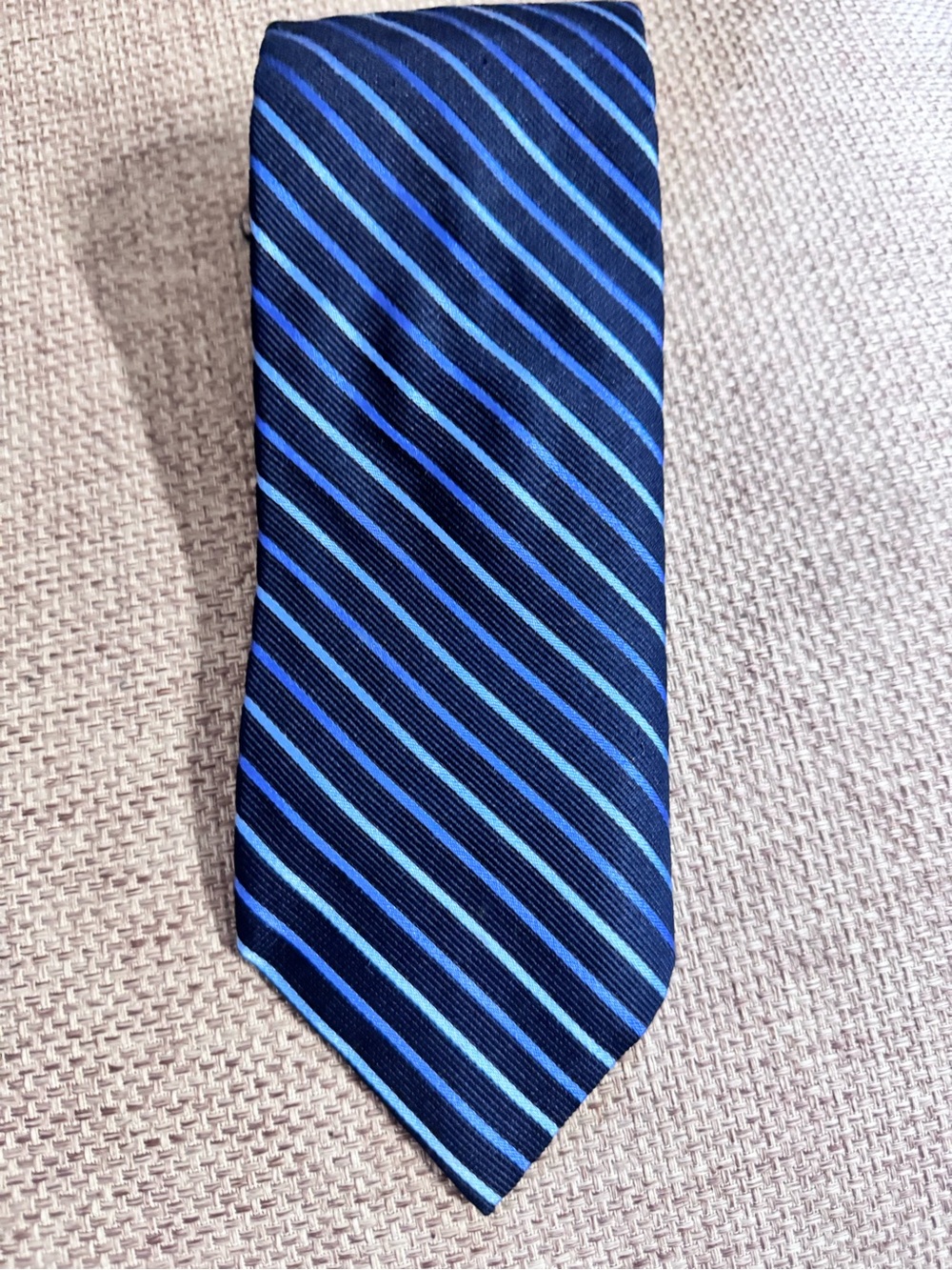 Nautica Dark Navy Tie with Bright Blue Diagonal Stripes